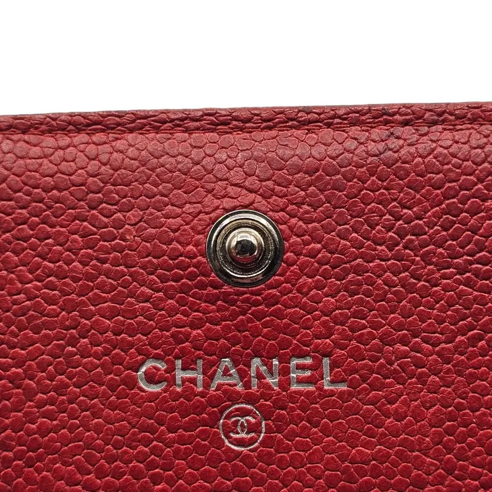 Chanel Boy Wallet Caviar Leather Red with Antique Silver HW 22 series with box